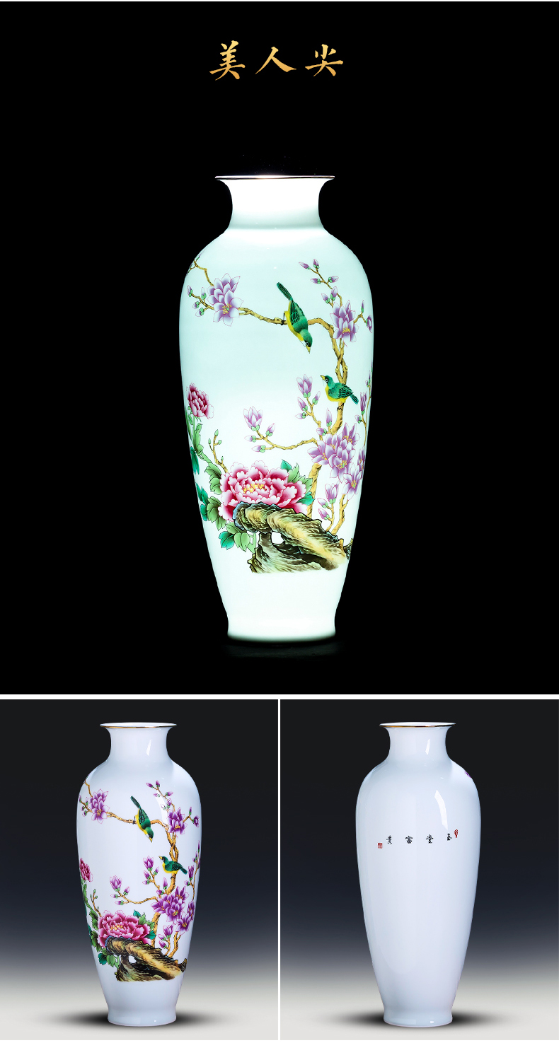 Jingdezhen ceramics powder enamel thin foetus Chinese vase flower arranging place to live in the living room TV cabinet decorative porcelain