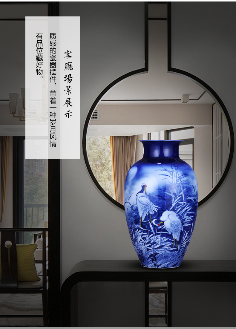 Jingdezhen ceramics hand - made of blue and white porcelain vase landed large expressions using bottles home sitting room adornment is placed