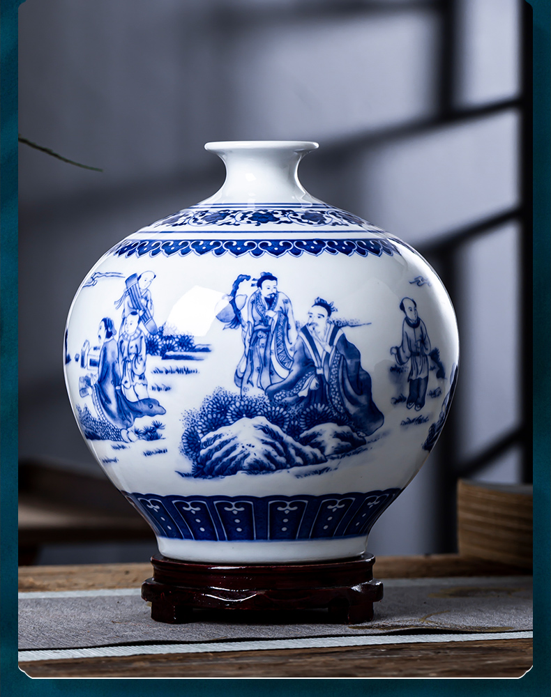 Jingdezhen blue and white porcelain of modern Chinese style household ceramics vases, flower arrangement furnishing articles rich ancient frame sitting room adornment