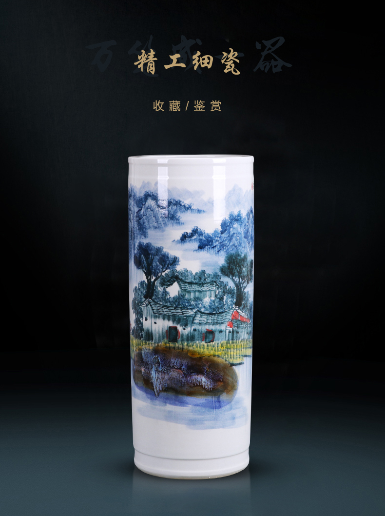 Jingdezhen ceramics landing a large vase furnishing articles hand - made straight bottle creative Chinese style home sitting room adornment