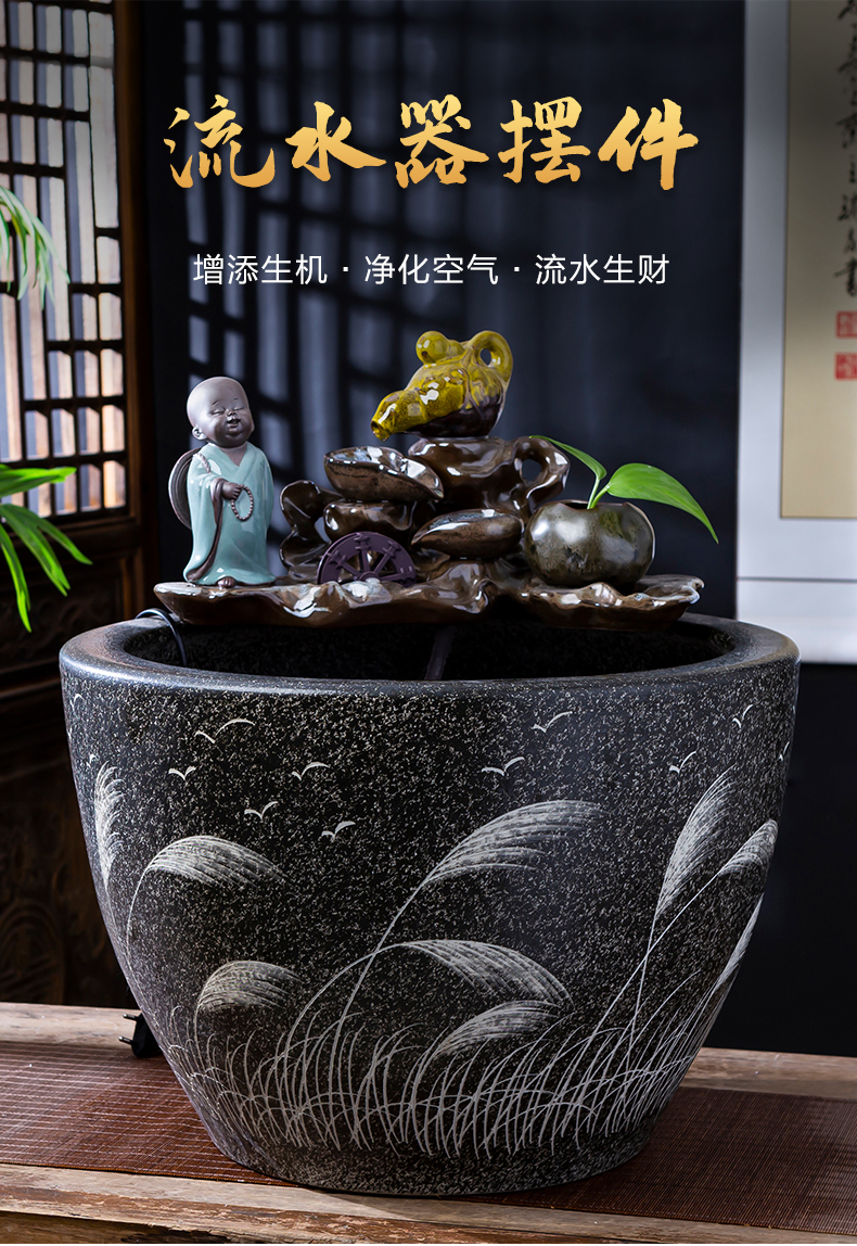 Jingdezhen ceramics aquarium zen water fountain large landing place, a new Chinese style household club house decoration