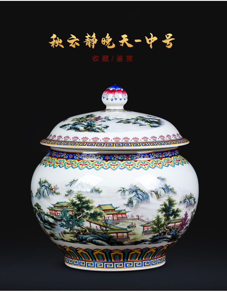 Jingdezhen ceramics small caddy fixings loose tea tea cake storage tanks large household coarse cereals snacks storage place