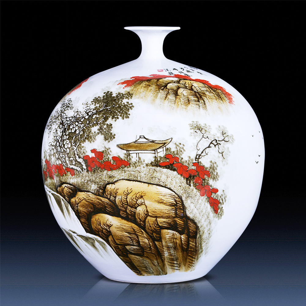 Jingdezhen ceramics glaze color hand - made under ground vase pomegranate bottles of large landscape bottle Chinese style living room furnishing articles
