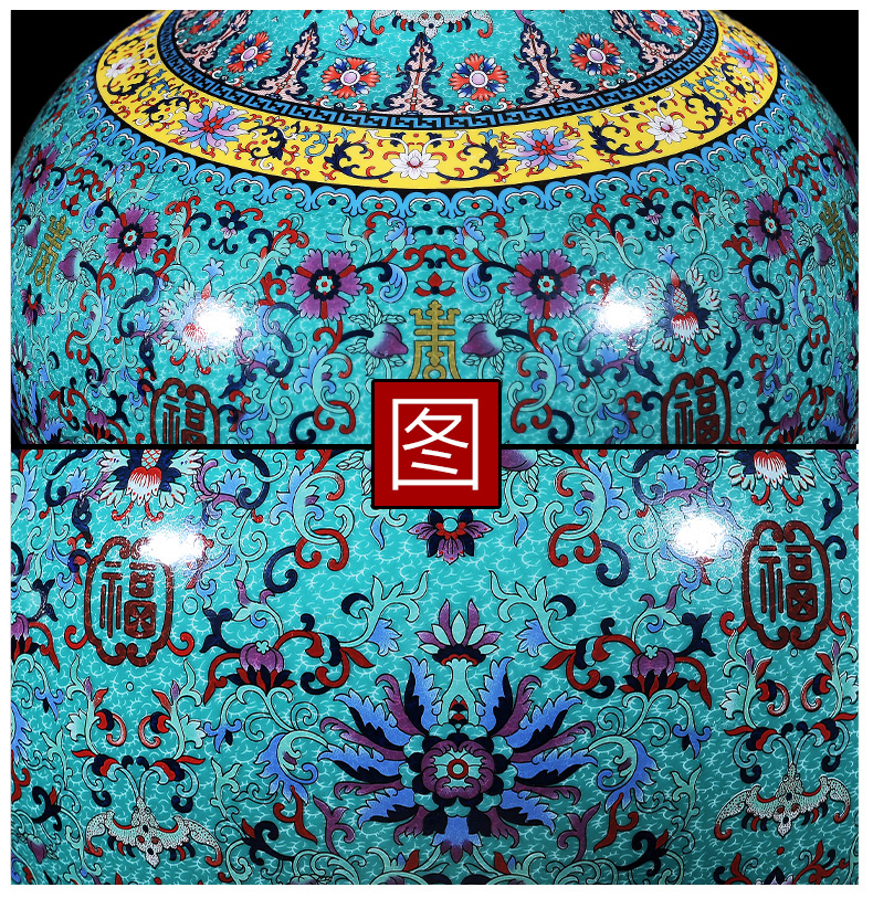 Jingdezhen ceramics European - style colored enamel of large vase flower arranging TV ark adornment furnishing articles large living room