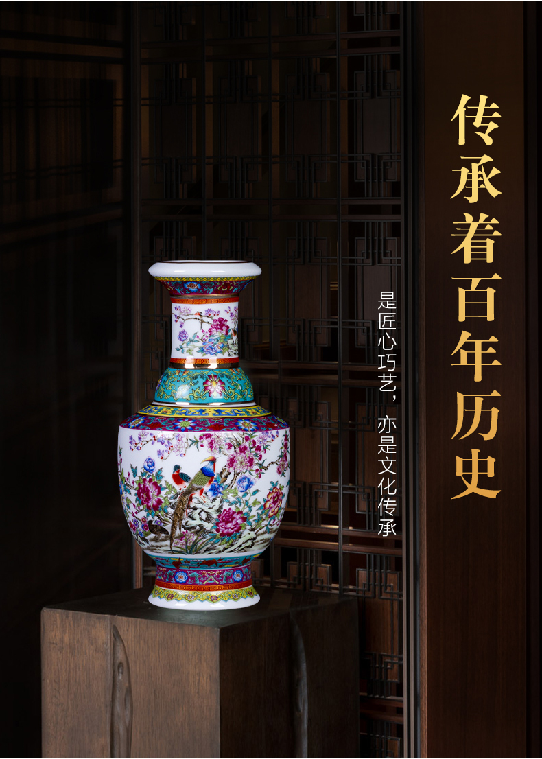 Jingdezhen ceramic antique colored enamel floret bottle of flower arranging furnishing articles furnishing articles rich ancient frame the sitting room of Chinese style household decoration