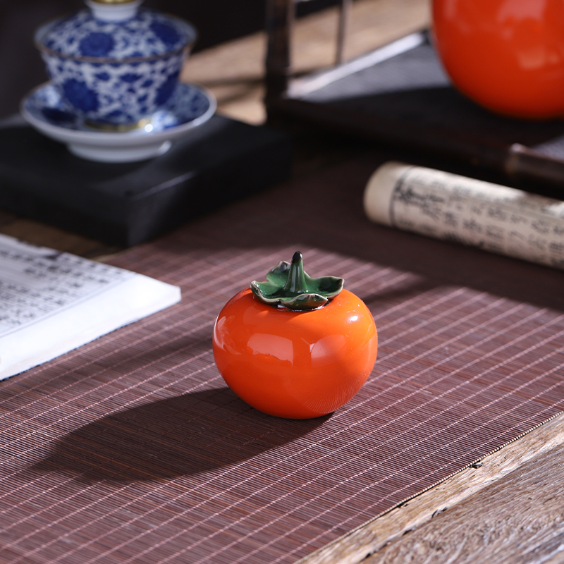Everything is going well with ceramic little persimmon tea pot small seal wake receives creative household act the role ofing is tasted handicraft furnishing articles