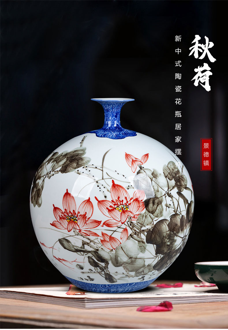 Jingdezhen ceramics hand - made large painting of flowers and pomegranate vase rich ancient frame sitting room adornment of Chinese style household furnishing articles