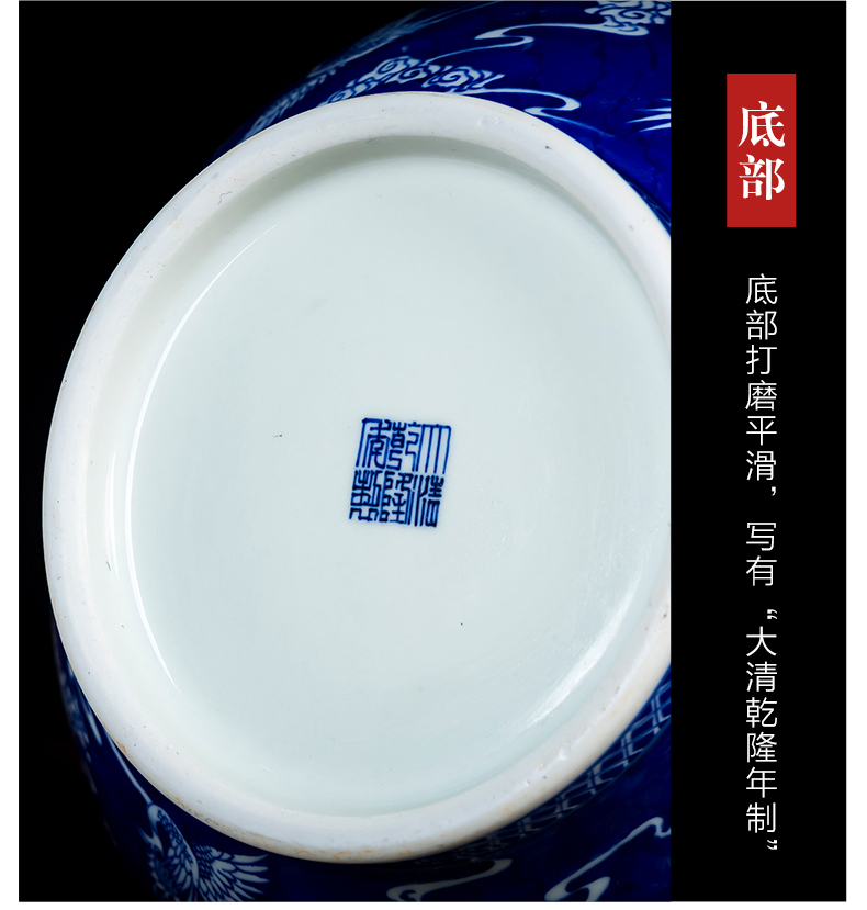 Jingdezhen ceramics hand - made porcelain of archaize ears of blue and white porcelain vase decoration of Chinese style porch place crafts