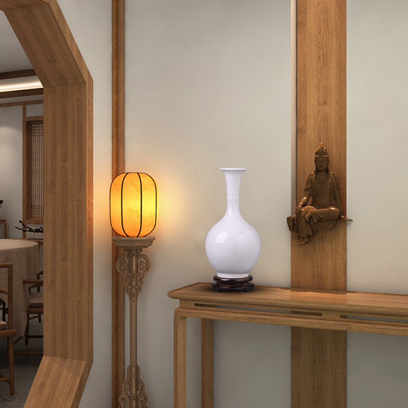 Jingdezhen ceramics furnishing articles sitting room of I and contracted white vase flower arrangement home wine rich ancient frame adornment