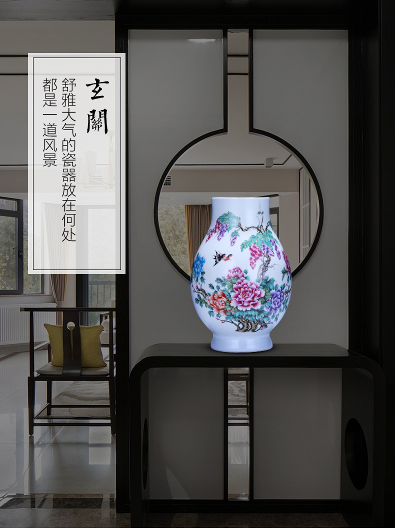 Jingdezhen ceramics powder enamel vase furnishing articles of modern Chinese style household flower arrangement sitting room TV ark, wine accessories