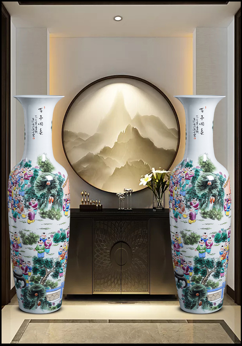 Jingdezhen porcelain ceramic hand - made lad make spring hotel home sitting room adornment is placed large ground vase