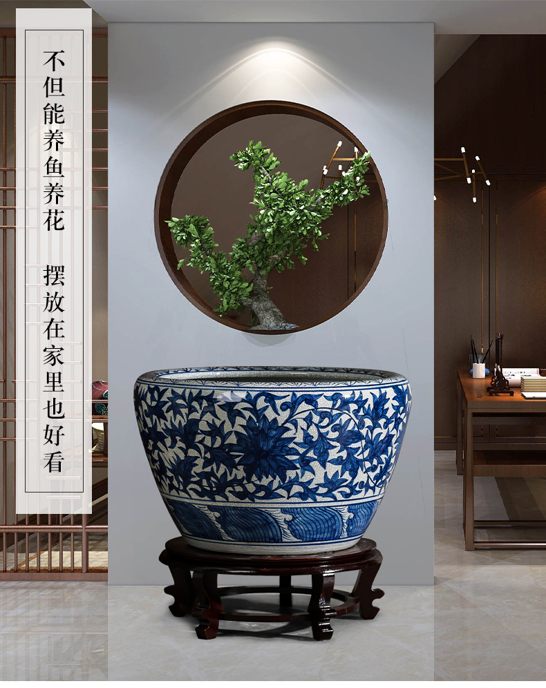 Jingdezhen porcelain ceramic hand - made oversized archaize kilns were raising goldfish bowl water lily hydroponic pot king furnishing articles