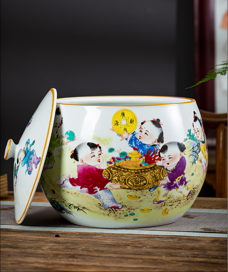 Jingdezhen ceramics caddy fixings loose tea pot a thriving business with cover seal storage tank large household moistureproof