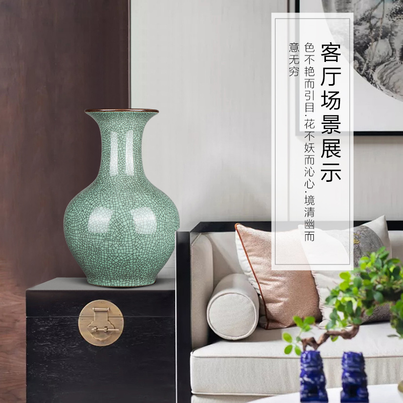 Jingdezhen ceramics archaize crack blue glaze on large vases, Chinese style restoring ancient ways home sitting room adornment is placed