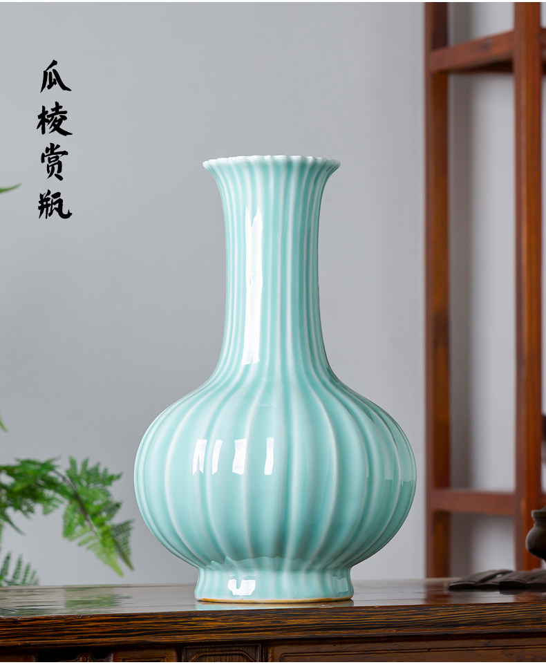 Jingdezhen ceramics imitation the qing yongzheng blue glaze vase is placed the new Chinese style household living room TV cabinet decoration