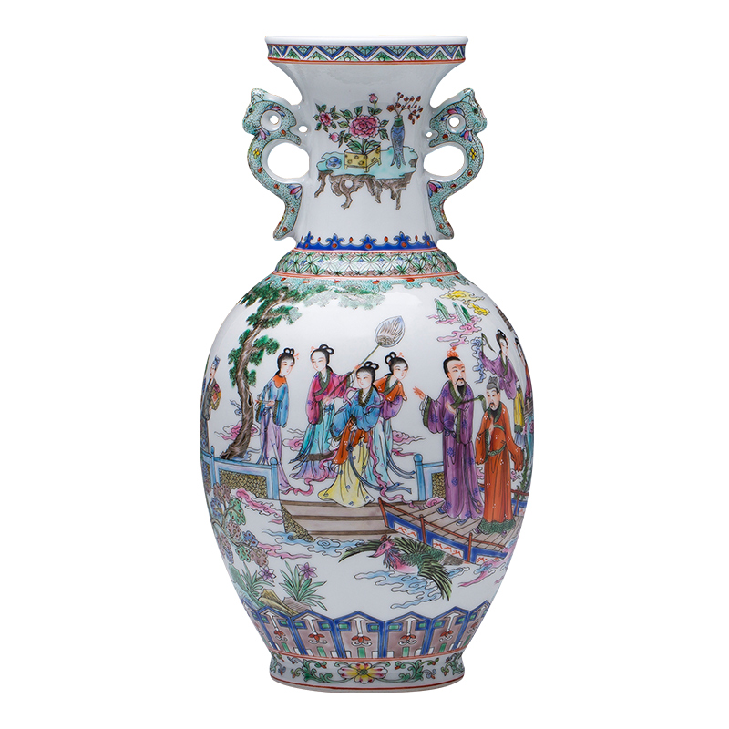 Jingdezhen ceramics hand - made pastel ears vase classical decorative flower arrangement sitting room of Chinese style household act the role ofing is tasted furnishing articles