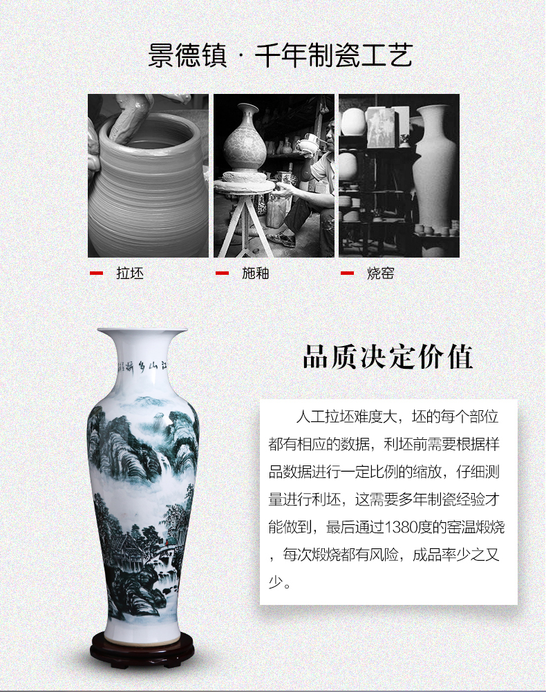 Jingdezhen ceramic vase large furnishing articles 1 meter landing hand - made porcelain of modern Chinese style home sitting room adornment