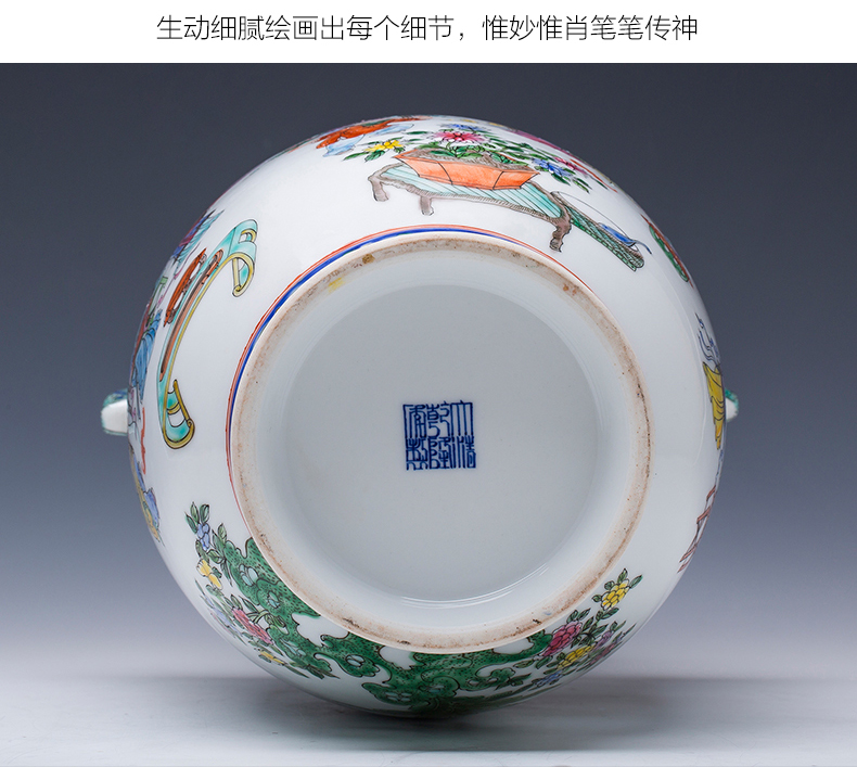 Jingdezhen ceramics hand - made pastel antique vase furnishing articles sitting room of Chinese style household flower arranging TV ark, adornment