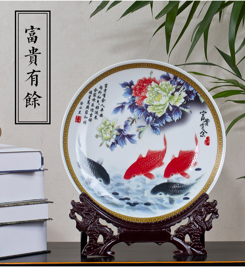 Jingdezhen ceramics pastel blue and white porcelain decoration plate hang dish place of the sitting room of Chinese style household wine accessories