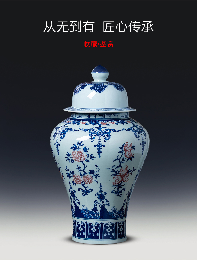 Jingdezhen porcelain ceramic antique large blue and white porcelain vase of new Chinese style household living room TV cabinet decorative furnishing articles