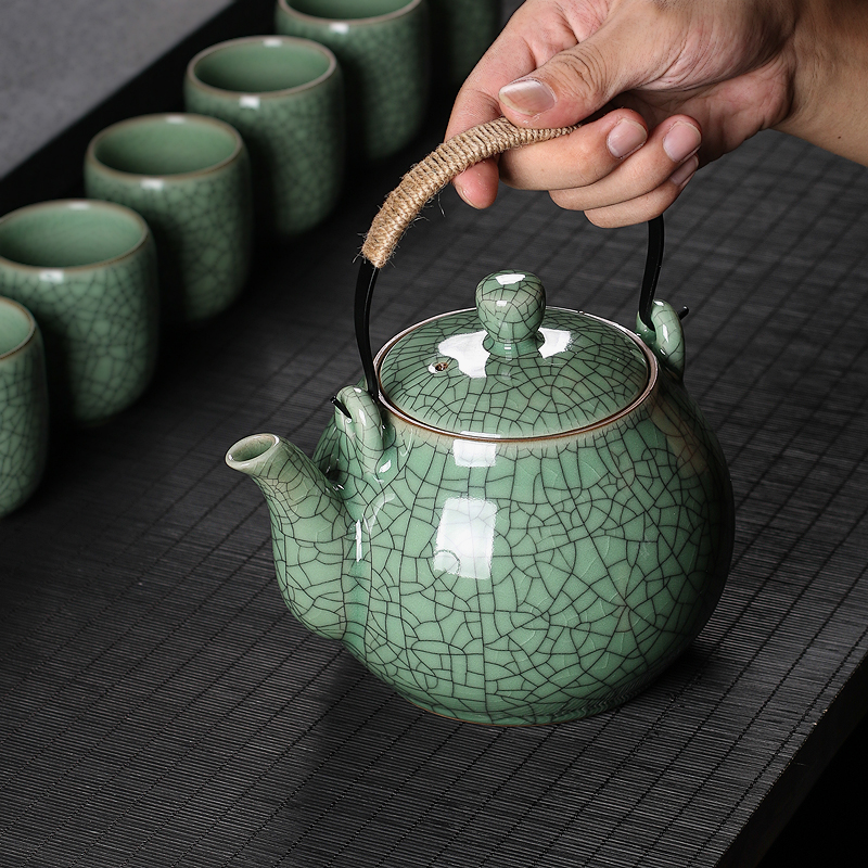 Jingyin celadon Japanese-style beam pot ceramic teapot large capacity home simple Kung Fu tea set cold kettle home