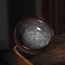 Longquan pure handmade tea cup Master Cup Single Cup ceramic celadon iron tire ice crack Kung Fu Tea Cup home