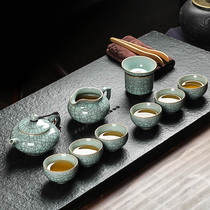 Jing Yinlongquan celadon set kung fu tea set ice cracked ceramic household teapot tea cup tea Sea single cup gift box set