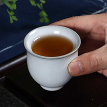 Handmade Ru kiln tea cup Master Cup Single Cup ceramic tea cup tea cup celadon Ru porcelain open piece can raise kung fu tea set