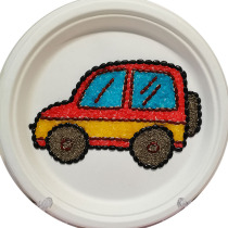 Whole grain paste painting handmade DIY seed painting paper plate love monkey Chinchilla Cactus little yellow car