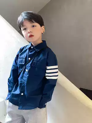 Heart mother home spring and autumn Japanese boys shirt cotton long sleeve shirt college style leisure children autumn coat tide