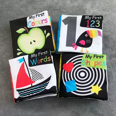 Export method single baby palm small cloth book Newborn black and white cognitive sound paper cloth book visual stimulation can be gnawed