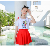 Childrens swimsuit Girl one-piece student skirt Girl vitality short sleeve strapless fashion hot spring childrens swimsuit