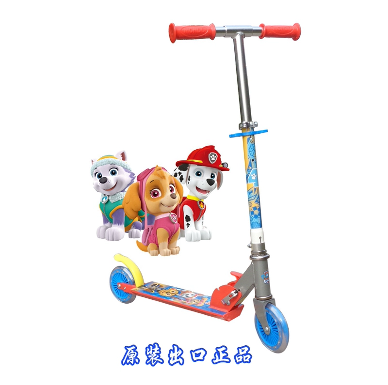 Có thể gập lại có thể điều chỉnh cao và thấp đích thực Disney dog ​​tuần tra 2 bánh xe scooter xe đẩy em skateboard hợp kim nhôm xe đẩy em bé