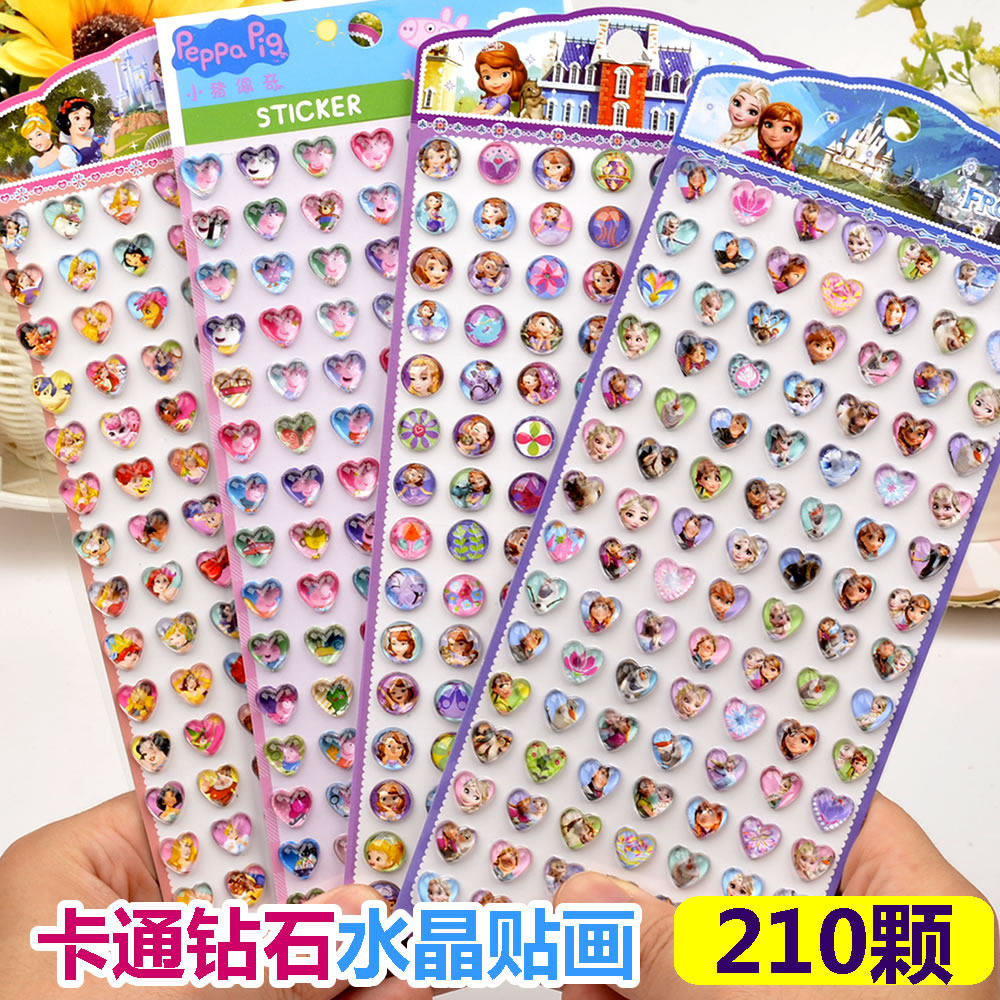 Children's crystal diamond gem stickers Cute Cartoon Cartoon Princess Loving Baby Girl 3D Solid Adhesive Painting