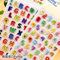 Korea Funny color transparent candy stereo 3d cartoon number letter Crystal stickers children decoration DIY stickers