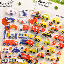 South Korea Funny childrens toys vehicle car 3d stickers flocking felt cloth DIY decorative stickers