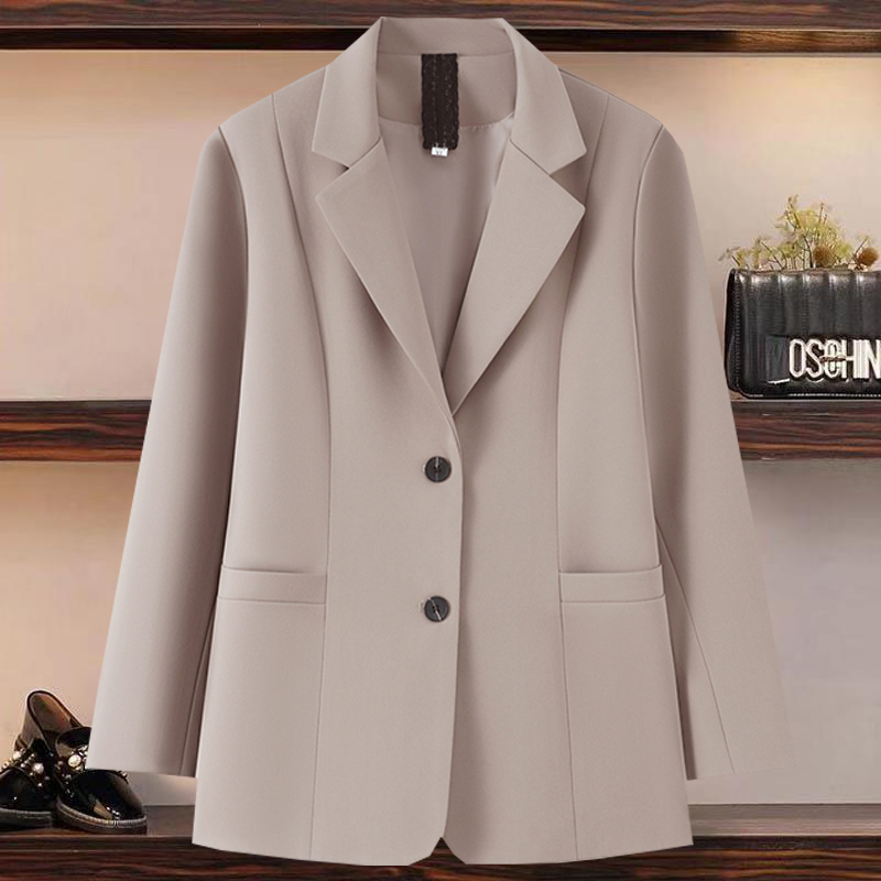 Spring and Autumn New Style Suit Collar Jacket for Middle-Aged and Elderly Mothers, Two-Button Slimming Suit, Stylish Women's Casual Top