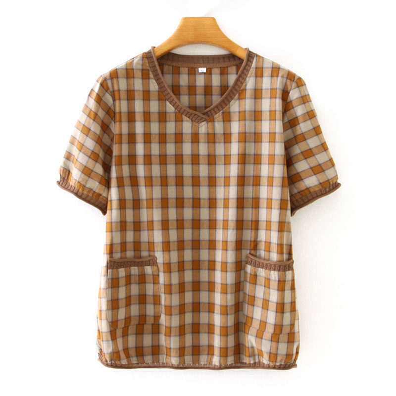 Summer new large size women's fashion retro-cuff jacket in old old lax mask T-shirt