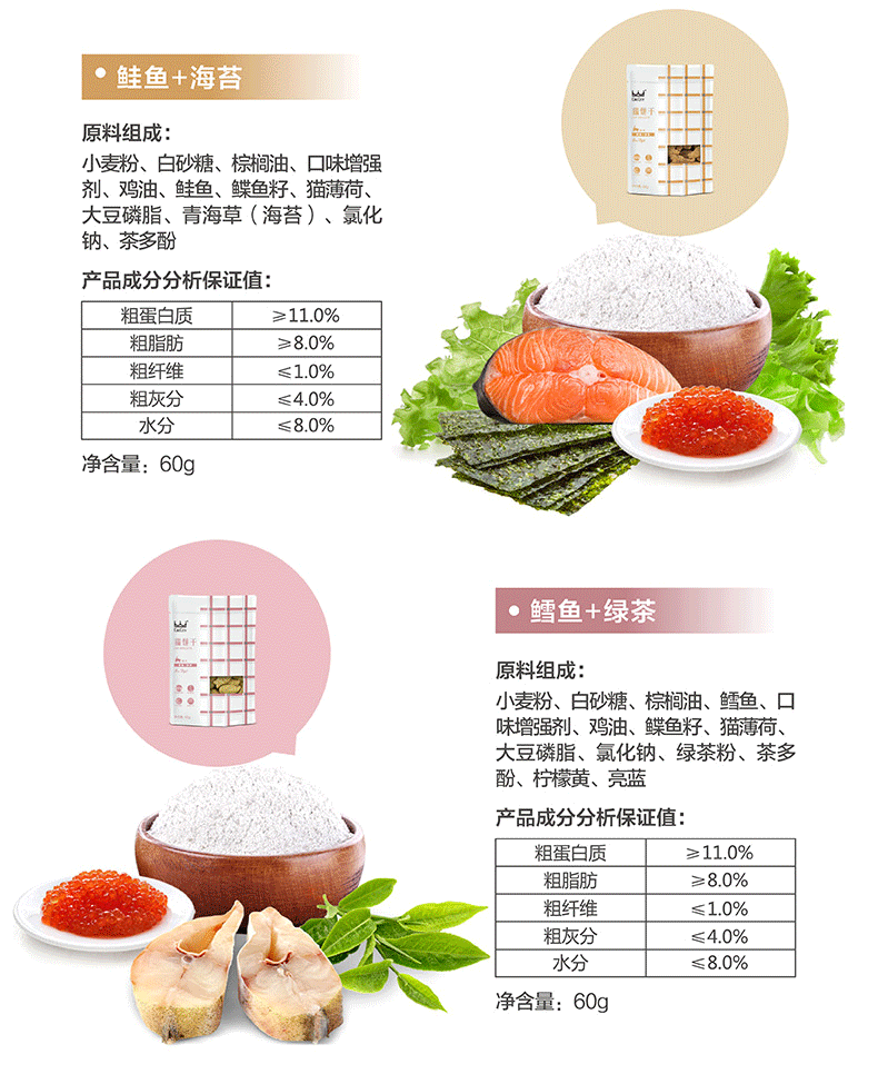 Jin Duole King Kitty Mèo Ăn vặt Mèo Cá Cá Cá Bánh quy vào Mèo Mèo Nghiến Răng Khỏe mạnh 60g * 3 Hộp - Đồ ăn nhẹ cho mèo Hạt Whiskas cho mèo con
