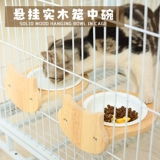 Кошачья чаша для кошачья кухня керамическая кошка выпивает вода чаша высокая стоимость двойная миска с собачьей кущницей для собак может повесить клетку для домашних животных принадлежности