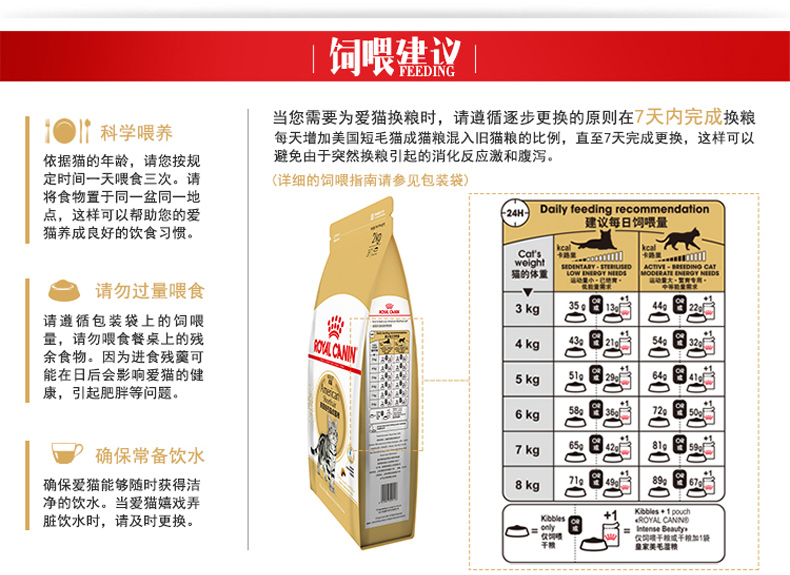 Jin Duole Royal Cat Food Hoàng gia Canin Beauty Short Cat Thực phẩm 2kg American Shorthair Cat ASA31 Cat Thức ăn chính thức ăn mèo minino