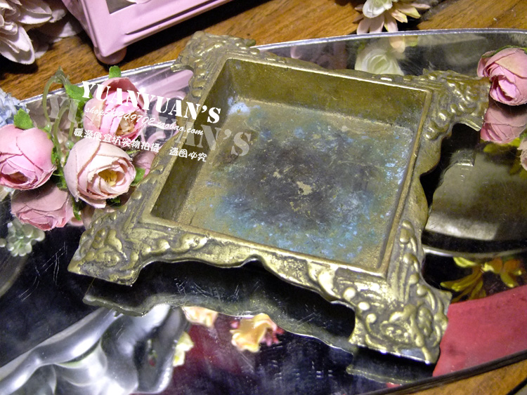 Atlantic Vintage Old Vintage Vintage Solid Relief Pattern Multipurpose Brass Containing Disc Pure Bronze Square Disc