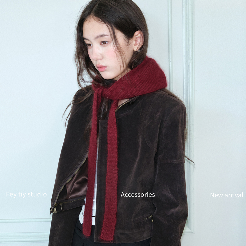 Feytiy Raspberry Red Complexion-Enhancing Rabbit Fur Earflap Hat Headscarf Ear Warmer Autumn and Winter Knitted Fashionable Feytiy Raspberry Red Complexion-Enhancing Rabbit Fur Earflap Hat Headscarf Ear Warmer Autumn and Winter Knitted Fashionable