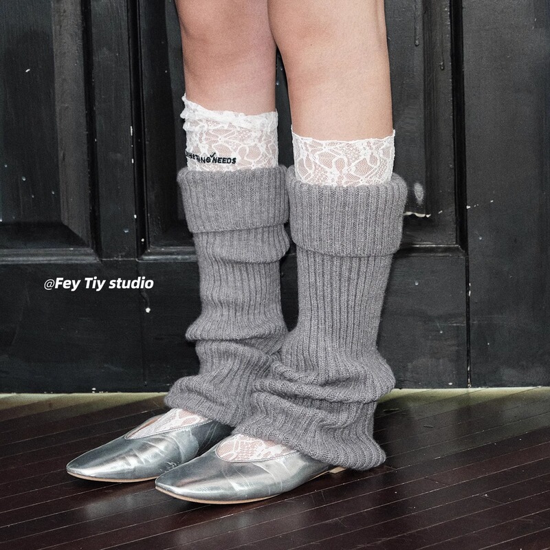 Feytiy Versatile Ribbed Knit Leg Warmers for Autumn and Winter, Simple and Stylish Solid Color Long Tube Slouchy Calf Warmers
