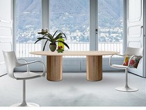 Nordic Pure Solid Wood Individuality Office Meeting Table Oval Table Minima Strip Desk Modern Log Bench