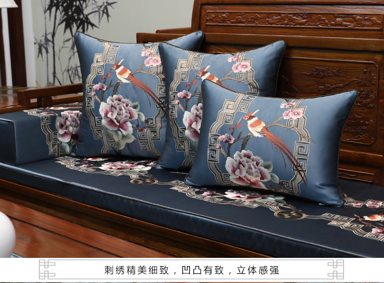 Tân cổ điển Trung Quốc gỗ gụ sofa đệm Rohan nệm năm mảnh rắn đồ gỗ nội thất sofa giặt đệm nệm lót sofa