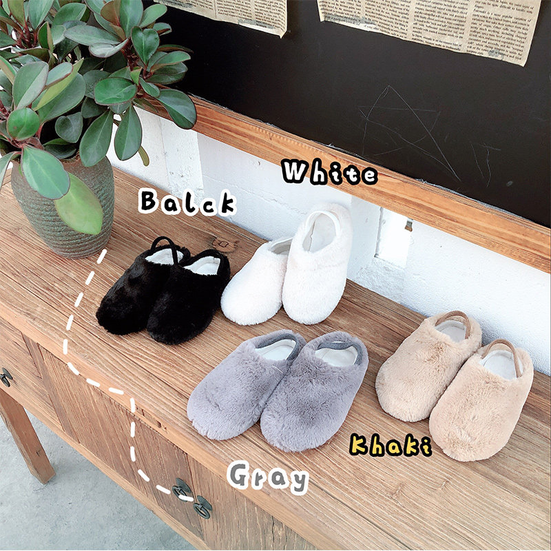 Children's cotton shoes 2022 new Korean version baby plush shoes little girls foreign style all-match plush half slippers net red shoes