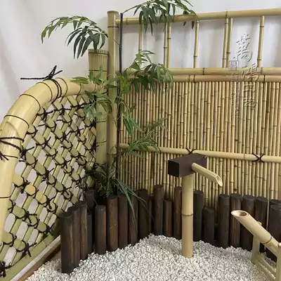 Mini balcony small View garden decoration Japanese dry landscape shock deer bamboo flowing water bamboo decoration bamboo fence housewarming gift