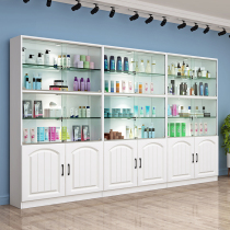 Beauty salon product display cabinet Cosmetics display cabinet Barber shop sample nail art glass transparent locked gift cabinet