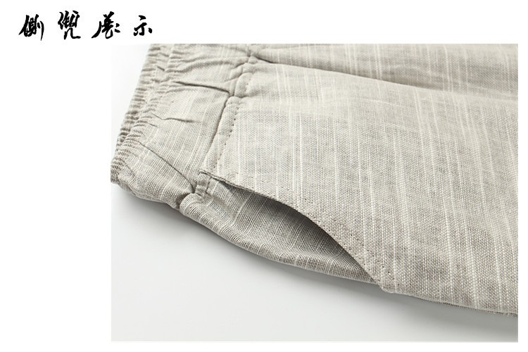 Mùa hè người đàn ông mới của linen casual cắt quần của nam giới lỏng kích thước lớn đàn hồi cao eo vẽ bông và quần linen nam